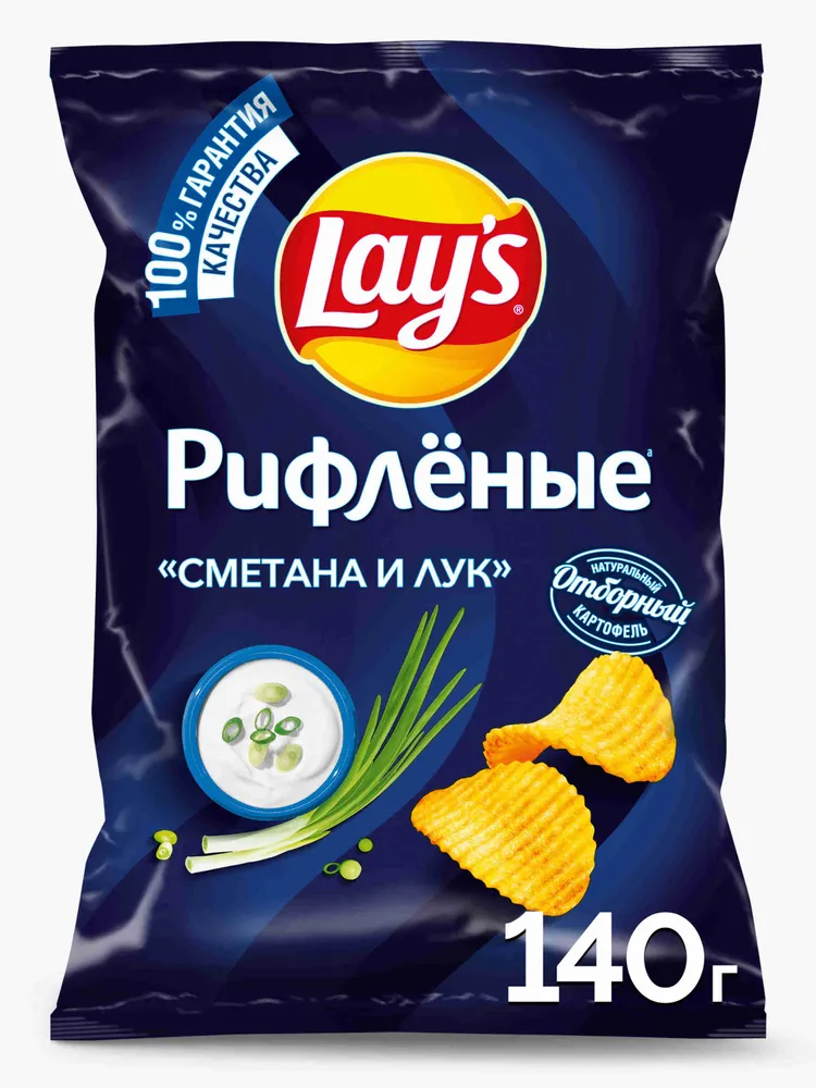 Чипсы Lay's рифленые, сметана и лук, 140