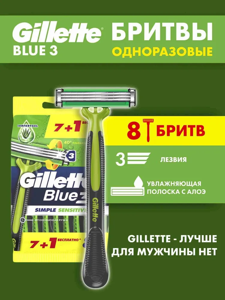 Станки для бритья Gillette Blue3, однора